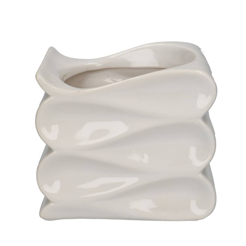 Keramik Übertopf Wave weiss D16/13.5x14cm
