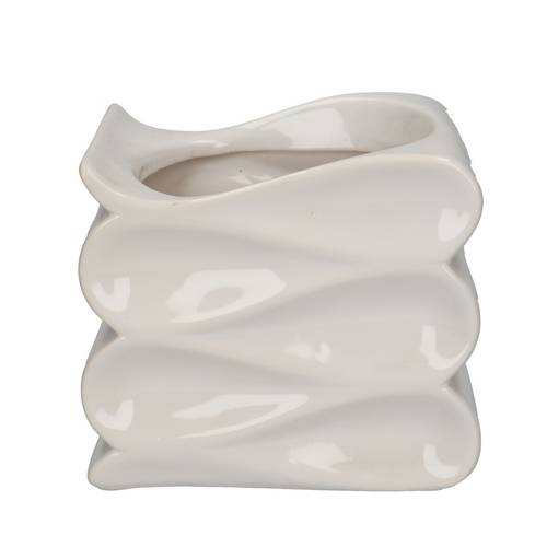 Keramik Übertopf Wave weiss D16/13.5x14cm