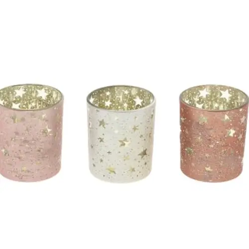 Glas Teelicht Star 3/Set D07cm H08cm