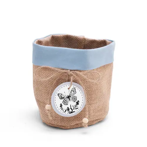 Übertopf Jute Butterfly blau D16cm H16cm