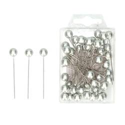 Stecknadeln Perle silber 10x60mm x50