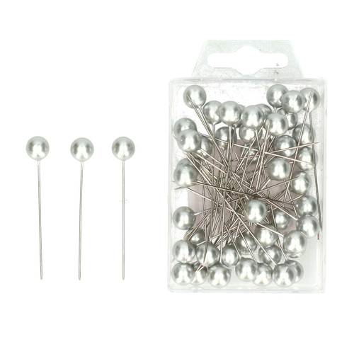Stecknadeln Perle silber 10x60mm x50