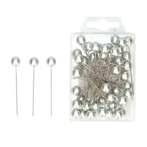 Stecknadeln Perle silber 10x60mm x50