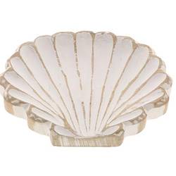 Holz Teller Muschel weiss D20cm