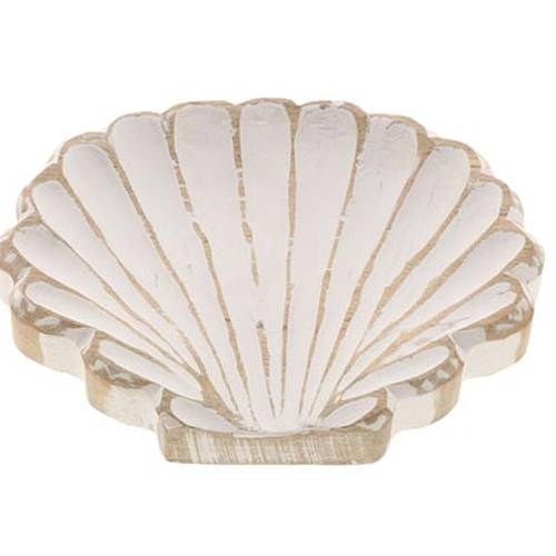Holz Teller Muschel weiss D20cm