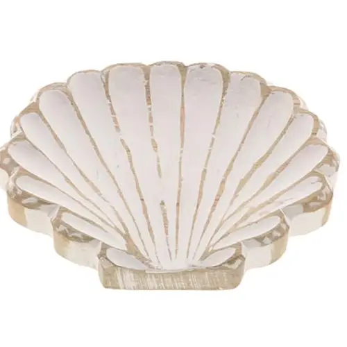 Holz Teller Muschel weiss D20cm