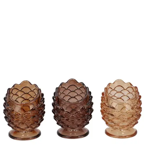 Kerzenständer Glas Bowy braun mix 06x06x08cm