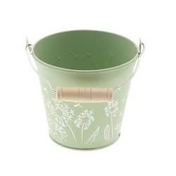 Zink Eimer Blume grün D11cm H10cm