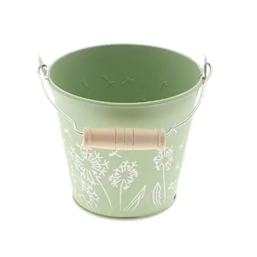 Zink Eimer Blume grün D11cm H10cm