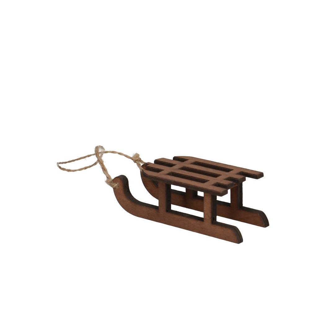 Deko Hänger Schlitt Holz natur D09cm