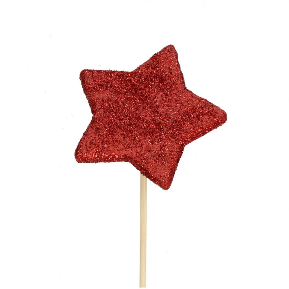 Stern auf Stab rot L50cm D07cm