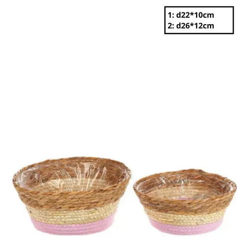 Korb Makka rosa 2/Set D26cm H12cm