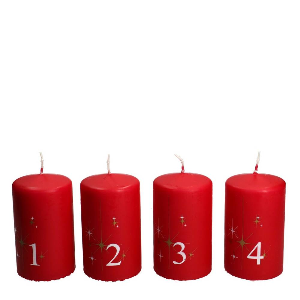 Stumpfkerze Safe Advent rot D06cm H10cm