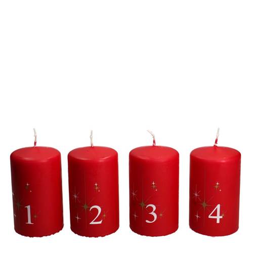 Stumpfkerze Safe Advent rot D06cm H10cm
