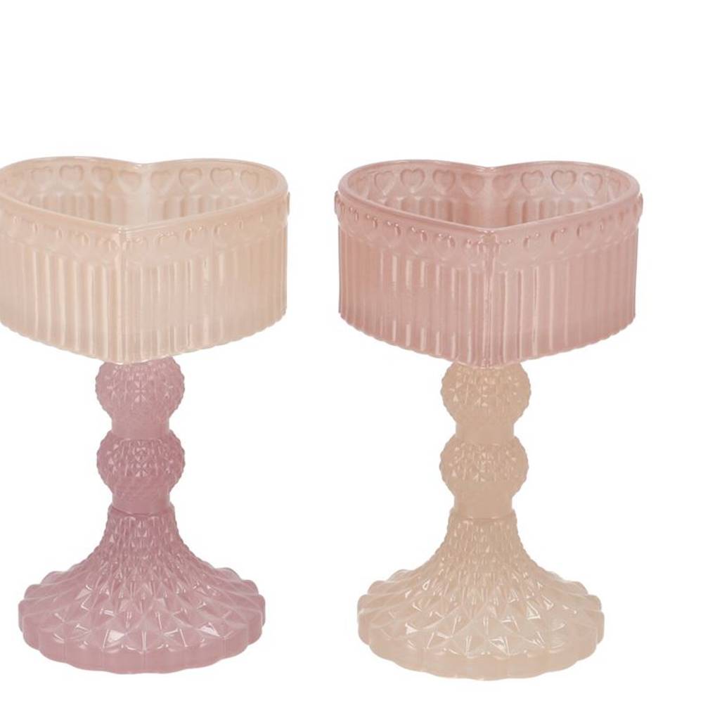 Glas Teelicht Herz Amour mix creme 10x09x15cm