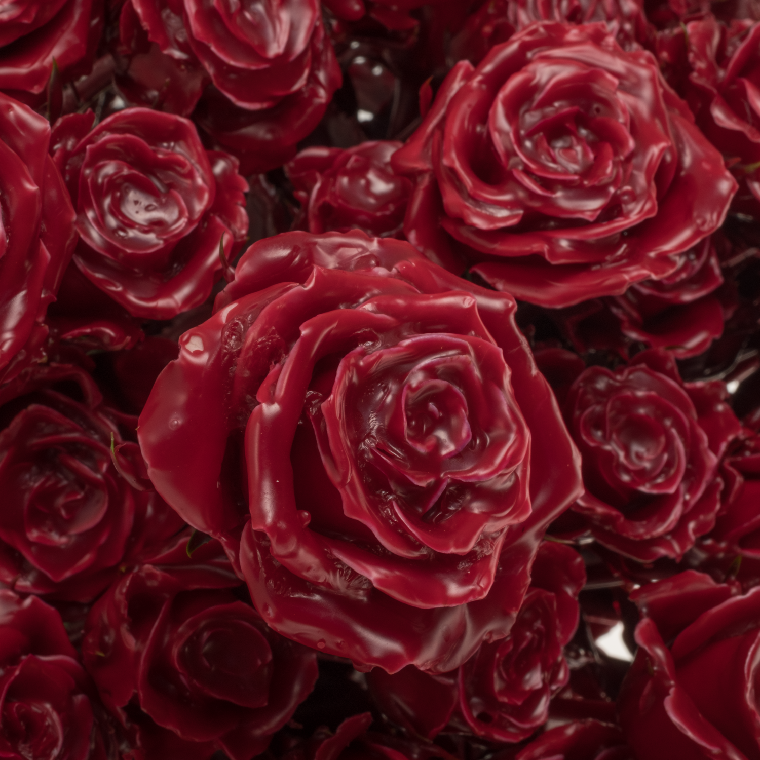 Rose verzweigt weinrot Wachs 60cm