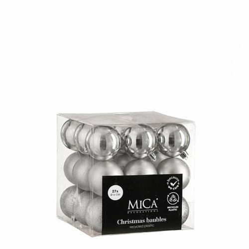 Kugel Plastik mix silber D06cm x27