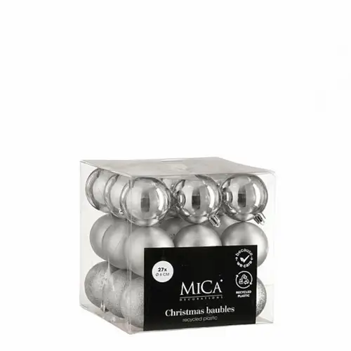 Kugel Plastik mix silber D06cm x27