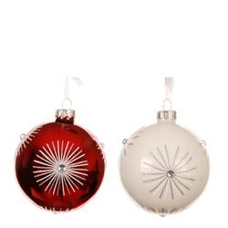 Deko Kugel Schneeflocke rot/weiss D08cm