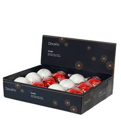 Deko Kugel Schneeflocke rot/weiss D08cm