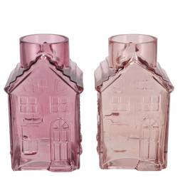 Glas Vase Haus rosa mix 13x13x22cm