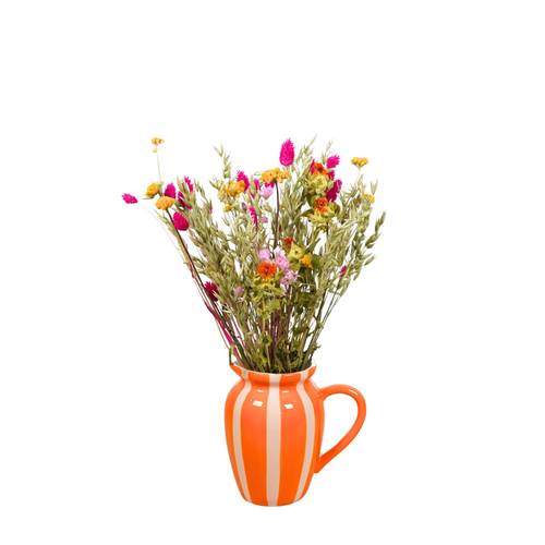 Keramik Vase +Trockenblumenstrauss orange 55cm