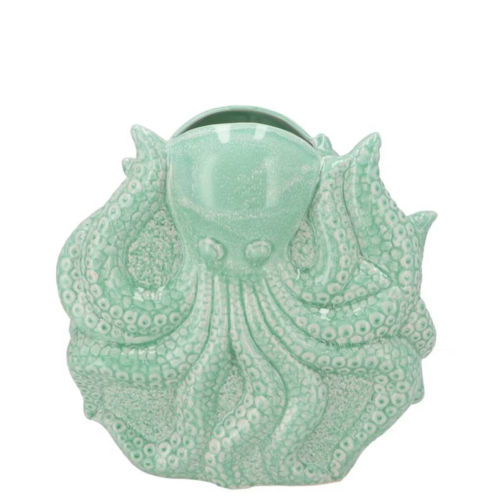 Keramik Vase Octopus grün 26x11x27cm