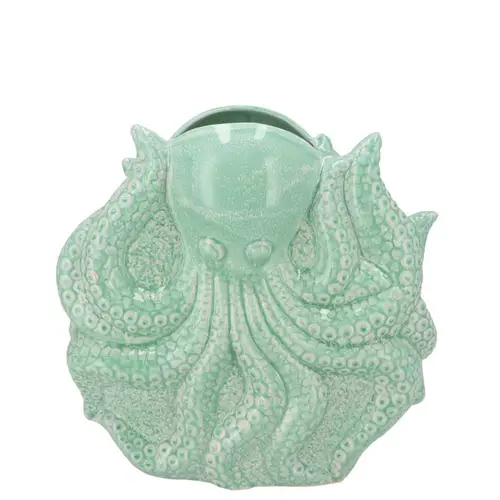 Keramik Vase Octopus grün 26x11x27cm