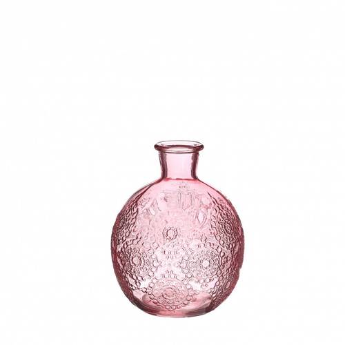 Glas Flasche Bologna rosa D2/9x12cm