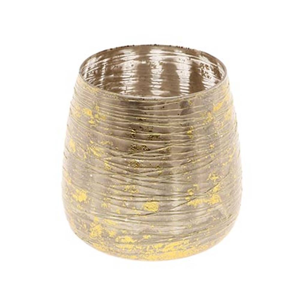 Glas Teelicht Leafy gold D16cm H15cm