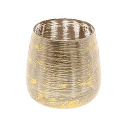 Glas Teelicht Leafy gold D16cm H15cm