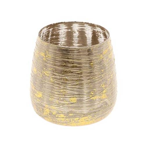 Glas Teelicht Leafy gold D16cm H15cm