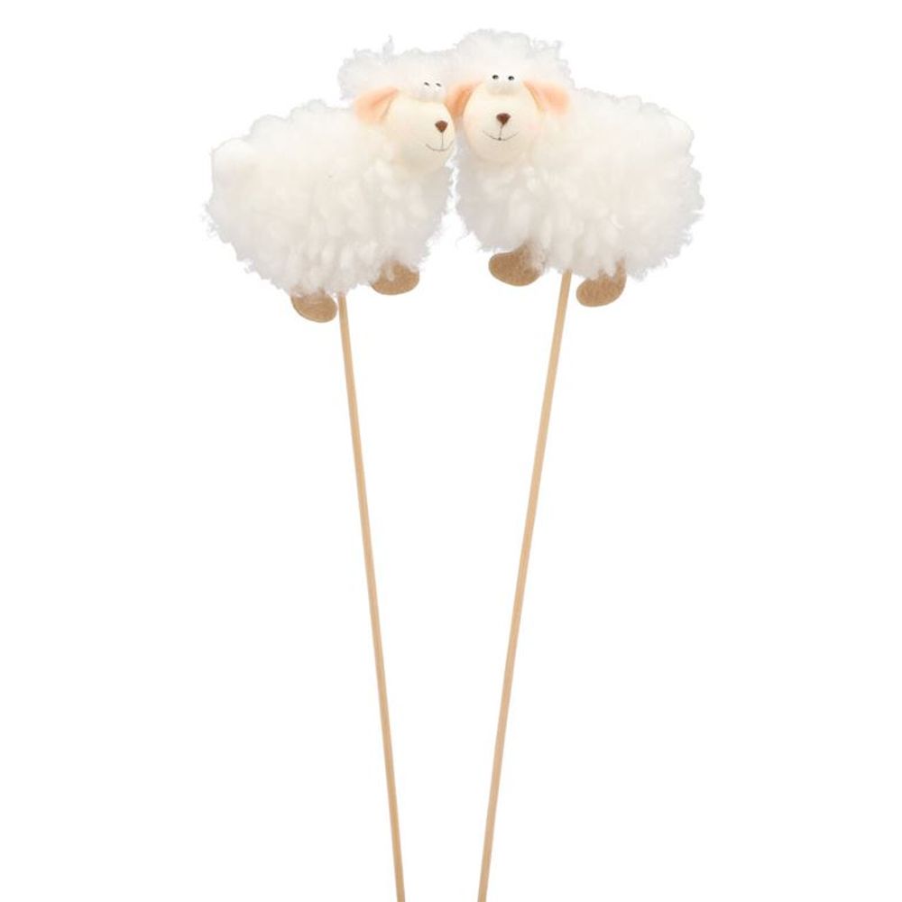 Schaf auf Stab fluffy weiss L50cm D06cm