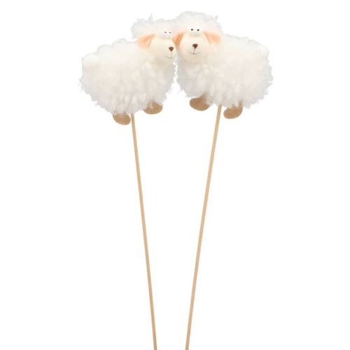 Schaf auf Stab fluffy weiss L50cm D06cm