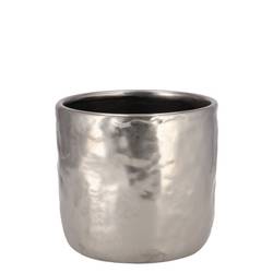 Keramik Übertopf Iron Stone silber D09cm H08cm