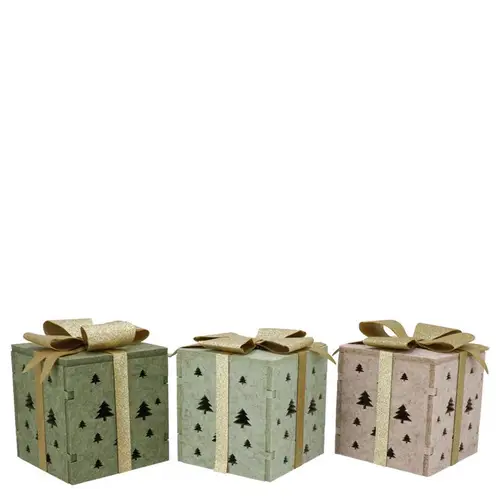 Deko Geschenkenbox Filz mix grün 10x12cm