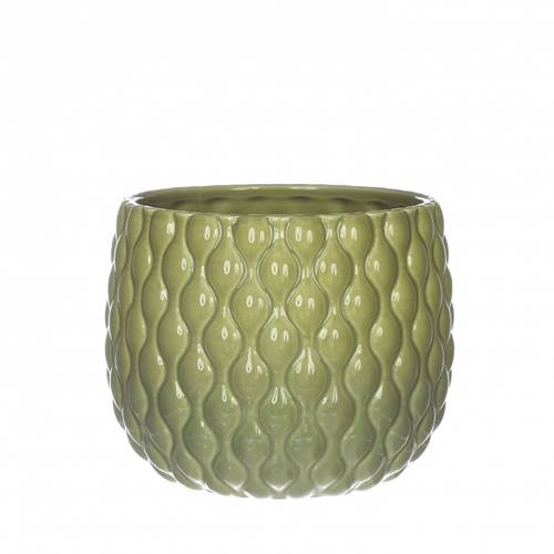 Keramik Übertopf Bubbles grün D16.5cm H13.5cm