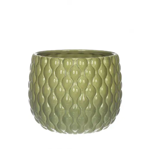 Keramik Übertopf Bubbles grün D16.5cm H13.5cm