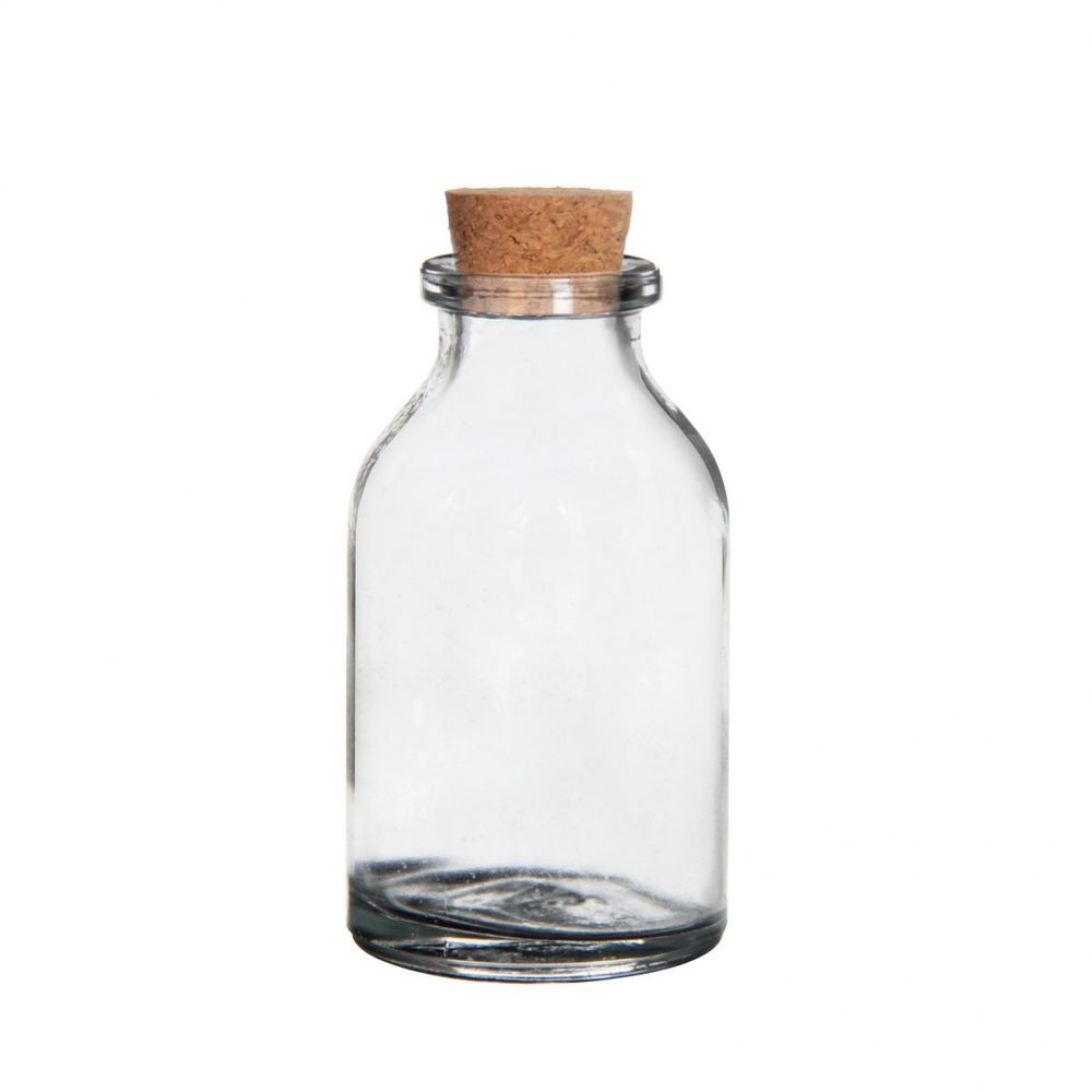Glas Flasche mit Kork D03cm H06cm