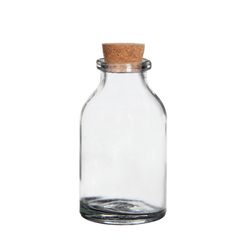 Glas Flasche mit Kork D03cm H06cm