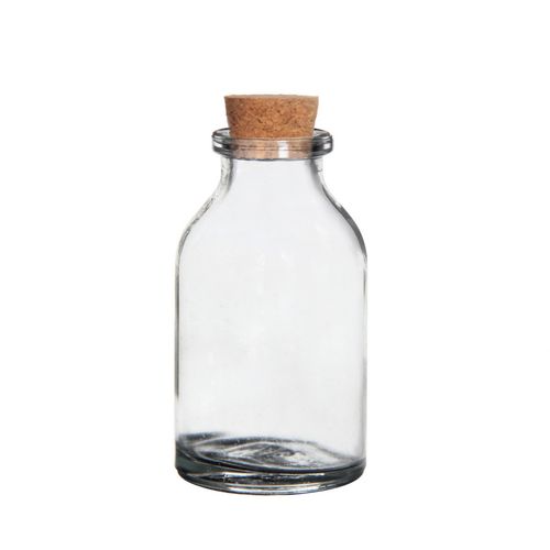 Glas Flasche mit Kork D03cm H06cm