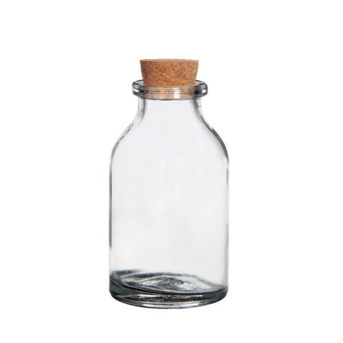 Glas Flasche mit Kork D03cm H06cm