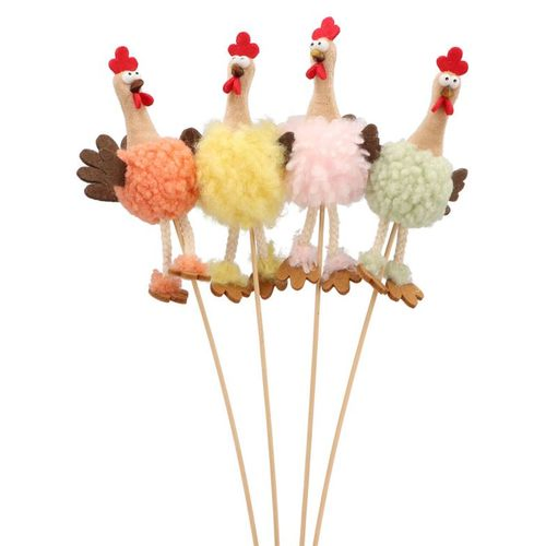 Hühn auf Stab Fluffig mix L50cm