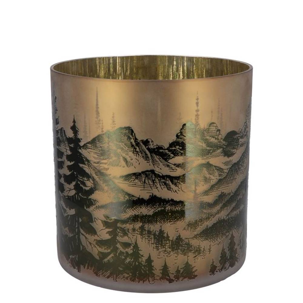 Glas Teelicht Ruby Mountain gold 15x15cm