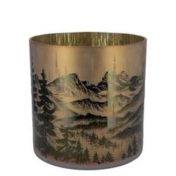 Glas Teelicht Ruby Mountain gold 15x15cm