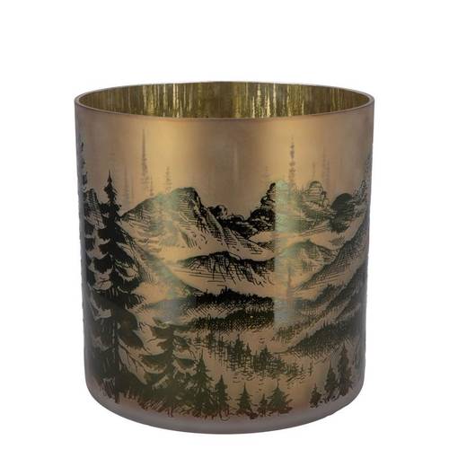 Glas Teelicht Ruby Mountain gold 15x15cm