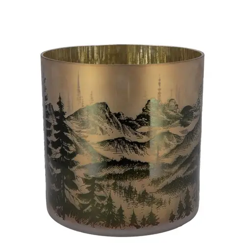Glas Teelicht Ruby Mountain gold 15x15cm