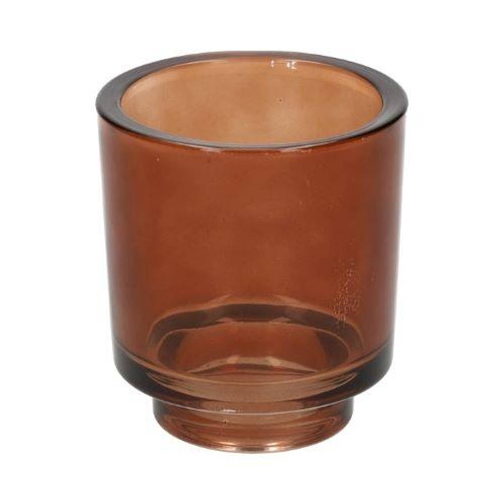 Glas Teelicht Clamp braun D07.5cm H08.5cm