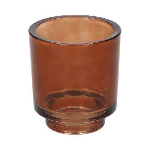 Glas Teelicht Clamp braun D07.5cm H08.5cm
