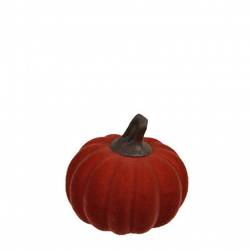 Deko Kürbis Flock dunkel orange D05cm H05.5cm